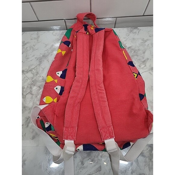 OP Ocean Pacific Fish Print Backpack Beach Faded Red 90s Festival Rave Kidcore - Picture 4 of 5